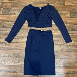 Yoins Blue 2 Piece Skort Set